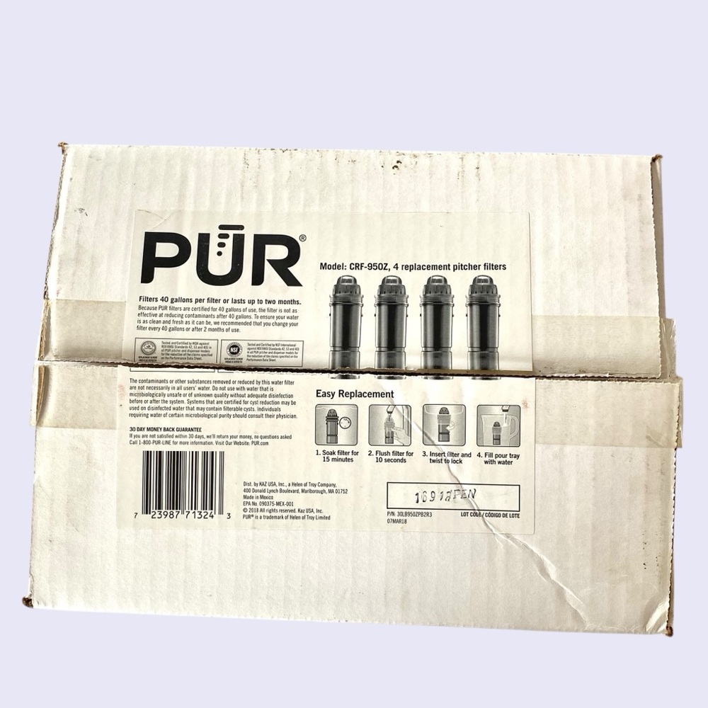 PUR Pitcher Refill Water Replacement Filters 4 Pack Model CRF-950Z New Open Box
